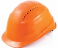 Ochranná přilba ROCKMAN C6 HDPE zesílený vrchlík 12 ventilačních otvorů látkový kříž protažená v zátylku oranžová