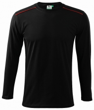 Tričko Malfini Long Sleeve 180 bavlna dlouhý rukáv unisexový střih červená linka na ramenou černé