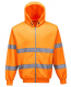 Mikina PW KLOKANKA Hi-Vis ZIP s kapucí zapínání na zip reflexní pruhy výstražná oranžová