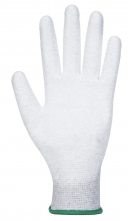 Rukavice PW PU Palmtip ESD pylon/uhlík/PU bezešvé antistatické máčená dlaň a prsty šedo/bílé
