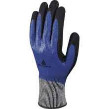Rukavice DELTA PLUS DELTANOCUT® protiřezné pletené 2x máčené nitrilem pružná manžeta modro/černé