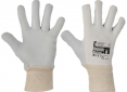 Pracovní rukavice CERVA PELICAN Plus pětiprsté kombinované plátno/kozinka pružná manžeta šedo/bílé