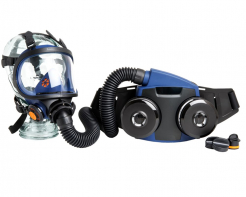 Filtračně ventilační dýchací přístroj Sundström SR 700 IP67 s celoobličejovou maskou SR 200 PC černo/modrá