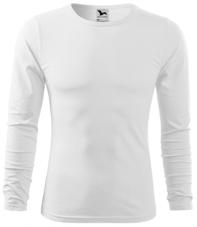 Tričko Malfini Fit-T LS pánské bavlna 160g dlouhý rukáv kulatý průkrčník bílé