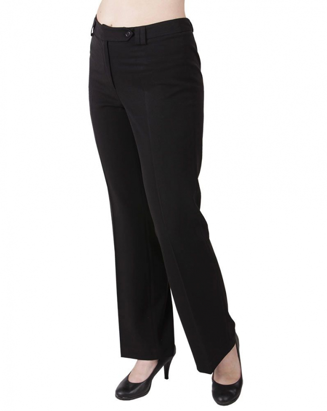 Kalhoty TD LINDA dámské číšnické do pásku PES/VIS/Spandex zažehlené puky černé
