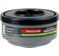 Filtr Honeywell A1B1E1K1 řady 5500/7700 proti organickým anorganickým kyselým a čpavkovým plynům se závitem 25 mm hnědo/šedo/žluto/zelený