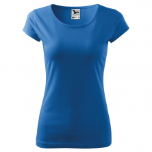 Tričko Pure 150 bavlněné dámské krátký rukáv kulatý průkrčník projmuté azurově modré
