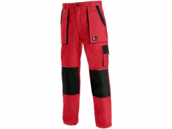Montérkové kalhoty CXS LUXY JOSEF do pasu 100% bavlna měchové kapsy zesílená kolena červeno/černé
