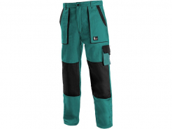 Montérkové kalhoty CXS LUXY JOSEF do pasu 100% bavlna měchové kapsy zesílená kolena zeleno/černé