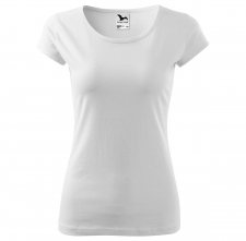 Tričko Pure 150 bavlněné dámské krátký rukáv kulatý průkrčník projmuté bílé