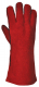 Rukavice PW PROFI WELDER celokožené svářečské kryté švy hovězí štípenka podšívka bavlna červené