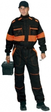 Kombinéza CXS ROBERT bavlna elastický pas náplety na rukávech a nohavicích černo/oranžová