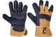 Pracovní rukavice CERVA ORIOLE kombinované hovězí nábytkářská lícovka hřbet bavlna tuhá manžeta černo/žluté