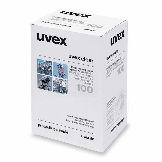 Čistící ubrousky na brýle UVEX vlhčené bez silikonu box 100 ks bílé