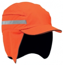 Čepice se skořepinou PROTECTOR First Base™ 3 WINTER zateplená zkrácený kšilt protažená do týla klapky na uši reflexní pruhy HV oranžová