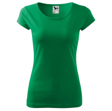 Tričko Pure 150 bavlněné dámské krátký rukáv kulatý průkrčník projmuté středně zelené