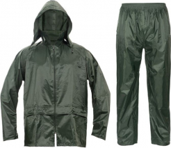 Oblek Cerva CARINA PES/PVC voděodolný blůza s kapucí na zip a kalhoty do pasu zelený