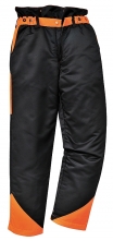 Kalhoty OAK do pasu pro práci s motorovou pilou černo/oranžové velikost L