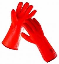 Rukavice CERVA FLAMINGO bavlněný úplet máčený v PVC zateplené červené