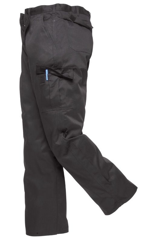 Kalhoty COMBAT pánské do pasu s kapsami prodloužené nohavice černé velikost 34" - M