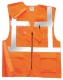 Výstražná vesta PW Executive Rail 7 kapes bezpečnostní švy reflexní pásky vysoceviditelná oranžová