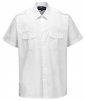 Košile PW PILOT PES/BA krátký rukáv klasický límeček nárameníky 2 kapsy s klopami na prsou bílá