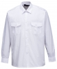 Košile PW PILOT PES/BA 105 g jemná tkanina dlouhý rukáv nárameníky 2 náprsní kapsy s klopami bílá