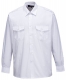 Košile PW PILOT PES/BA dlouhý rukáv klasický límeček nárameníky 2 kapsy s klopami na prsou bílá