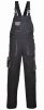 Montérkové kalhoty PW TEXO Contrast s náprsenkou šle BA/PES černo/šedé