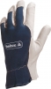 Rukavice DELTA PLUS CT402 kozinka v dlani přetažená přes prsty hřbet bavlna volná manžeta šedo/modrá