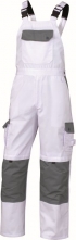 Montérkové kalhoty TERAMO s náprsenkou a šlemi bílo/šedé velikost L