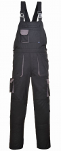 Montérkové kalhoty PW TEXO Contrast s náprsenkou šle BA/PES prodloužené černo/šedé