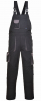 Montérkové kalhoty PW TEXO Contrast s náprsenkou šle BA/PES prodloužené černo/šedé