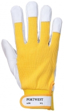 Rukavice PW TERGUS kombinovaná jemná vepřovice v dlani a prstech přetažená přes nehty s bavlněnou tkaninou žluto/šedá
